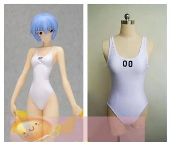 

EVA 00 Heroine Ayanami Rei Anime White Conjoined Bikini Cosplay Swimsuit