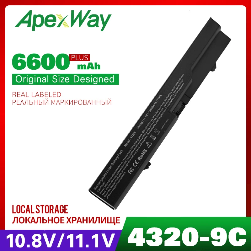 6600 мАч 9 ячеек Аккумулятор для ноутбука HP ProBook 4320 4325s 4320s 4321 525s 4321s 4520s 4320t 4326s 4420s 4421s 4425s 4520 620 625