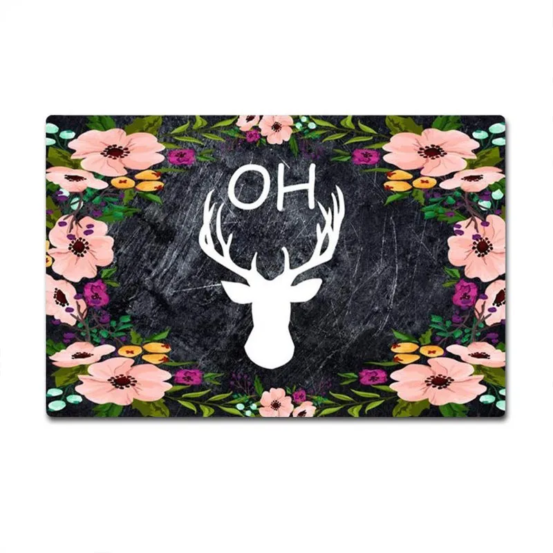 Rubber Door Mats Нескользящий дверной коврик, половой коврик с оленями, открытый ковер, вход, путь, домашние коврики, резиновые задние коврики, низкопрофильный моющийся ковер, домашний декор - Цвет: Rubber Door Mats