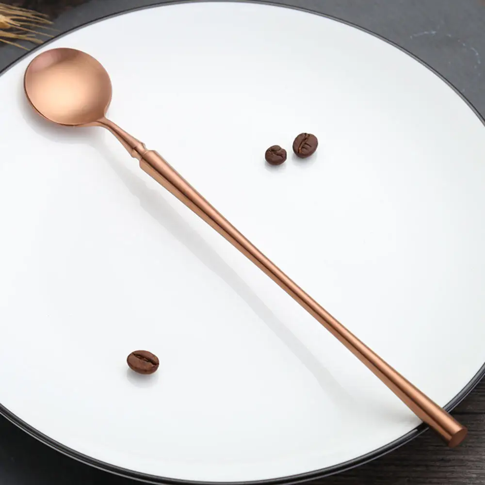 Coffee Tea Stir Spoon Long Handle Ice Cream Dessert Spoons Eco-Friendly Stainless Steel Tableware Kitchen Supplies