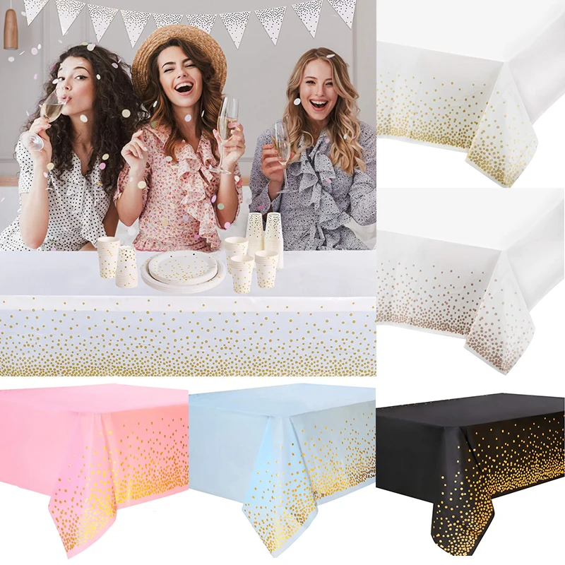 

137x274cm Disposable Tablecloth Pink Blue White Black Plastic Tablecloths for Wedding Birthday Baby Shower Home Party Tableware
