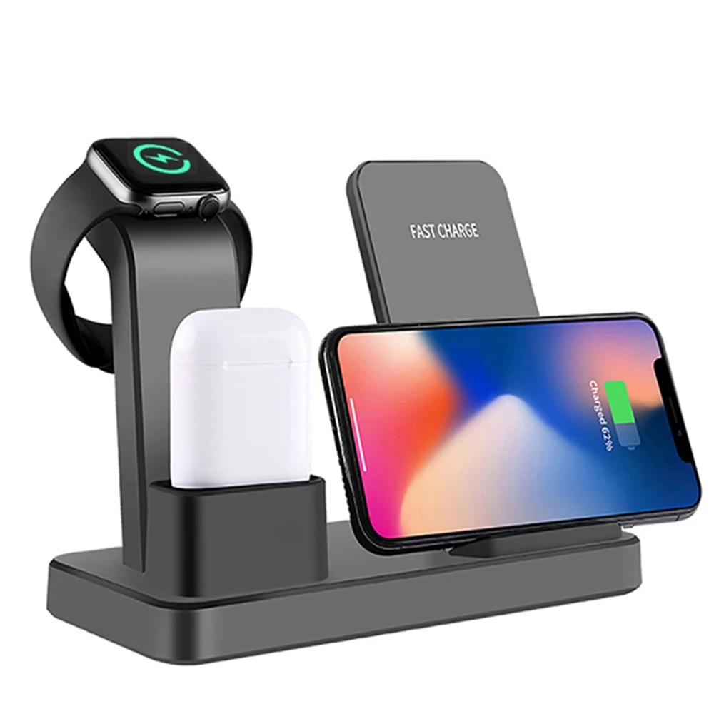 Беспроводное зарядное устройство 3 в 1 Qi 10 Вт быстрая зарядка для Apple Watch зарядная