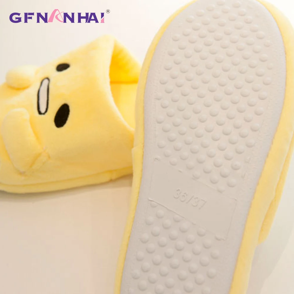 Милые плюшевые тапочки для взрослых с рисунком Gudetama Lazy Egg; зимняя теплая домашняя обувь; мягкие игрушки в виде животных; куклы