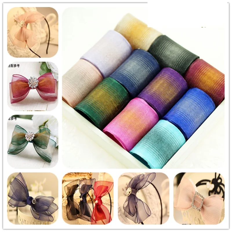 

20 Meters/Lot 4-5cm DIY Bright Snow Yarn Ribbon Wedding Party DIY Crafts Decor Christmas Bow Hair Ribbons