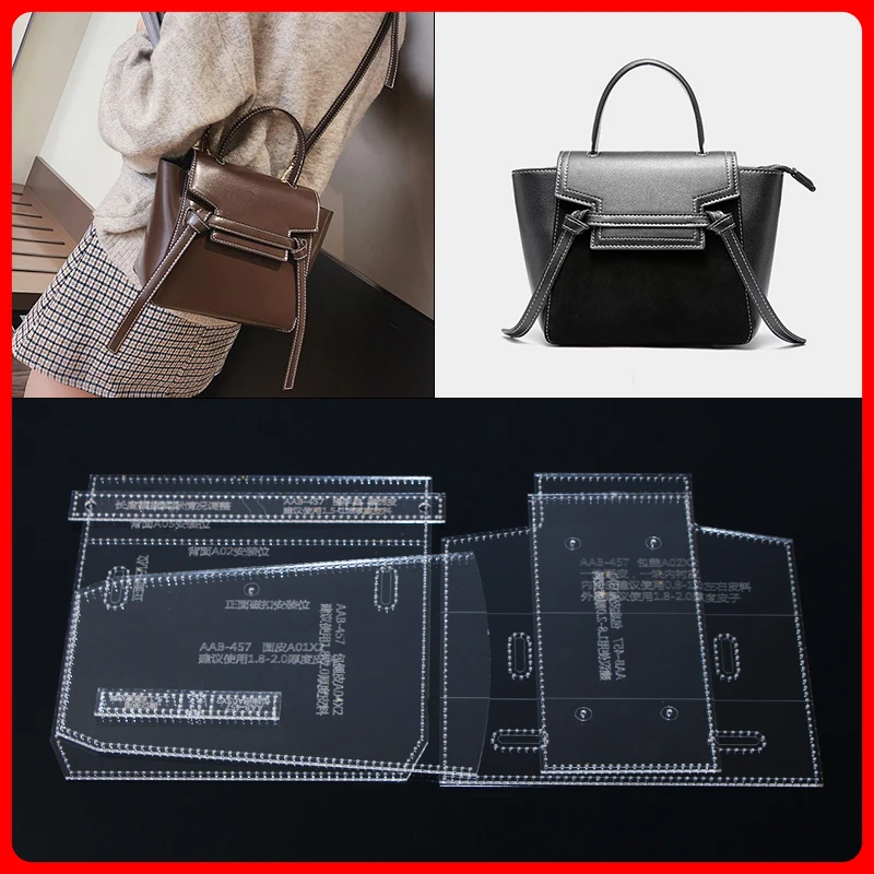 

1 set DIY hand leather Single Shoulder Messenger Bag catfish bag acrylic plate design and production of template paper grid samp