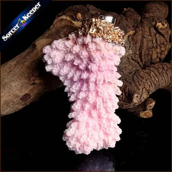 

Natural Stone Raw Pink Coral Pendant Necklace Druzy Drusy Elestial Skeletal Cluster Specimen Fit Jewelry Making AA343