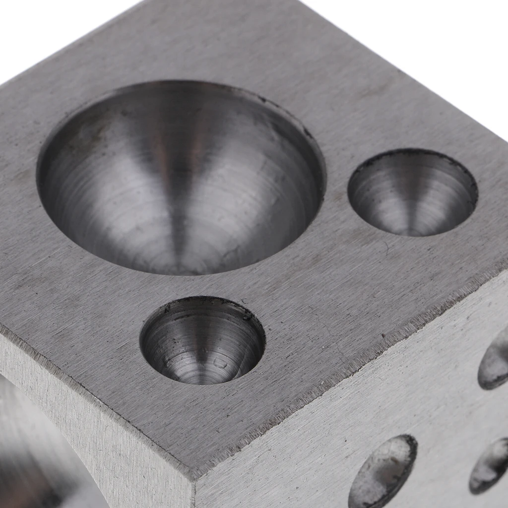 18 Round Cavities Metal Forming Dapping Doming Jewelry Dapping Tools Size 2 - 38mm Goldsmithing Tools Square Dapping Block