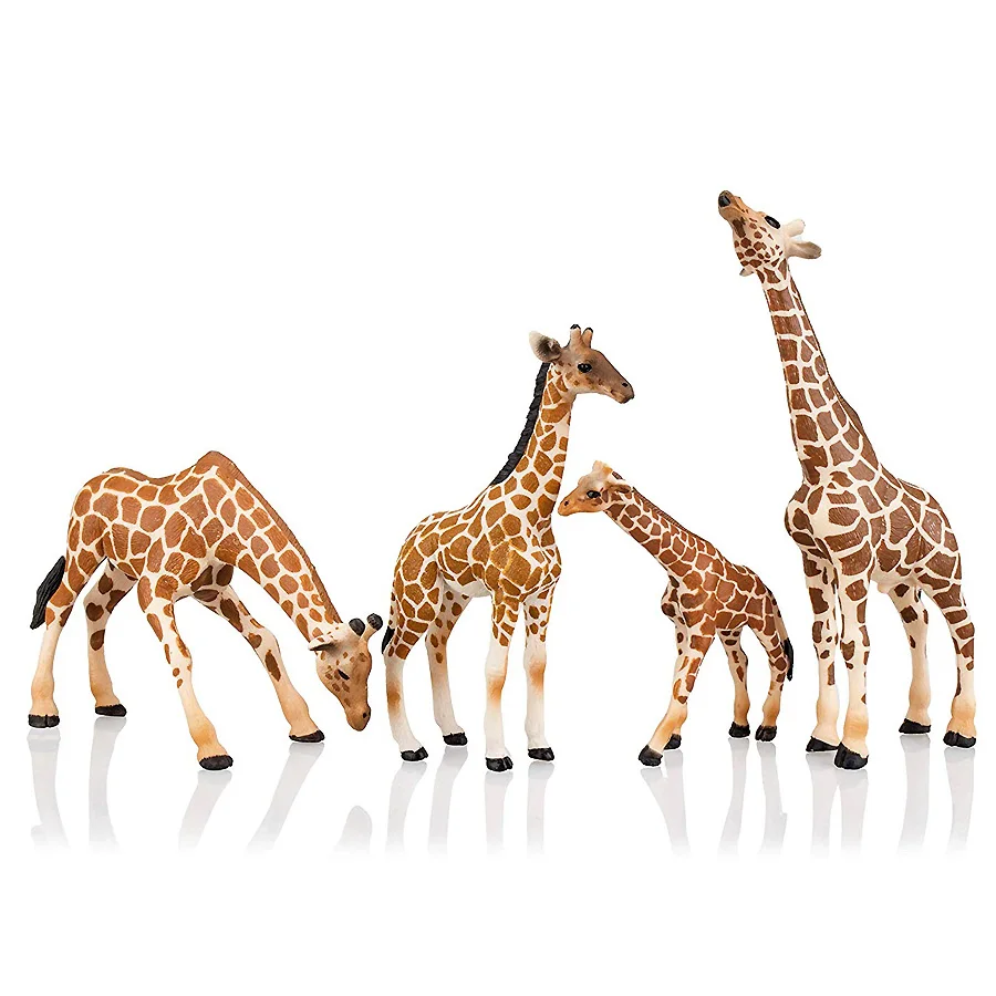 Реалистичные Животные Сафари, верблюд, Ослик, жираф, теленок, модель игрушки, фигурка, обучающая игрушка, топперы для торта, рождественский подарок для детей