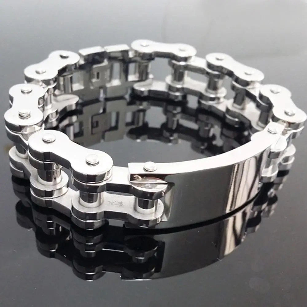 Женские шикарные тяжелые 20 мм Широкие мужские мотоциклетные цепи из нержавеющей стали Байкер ID браслет серебро высокое полированное качество для подарков