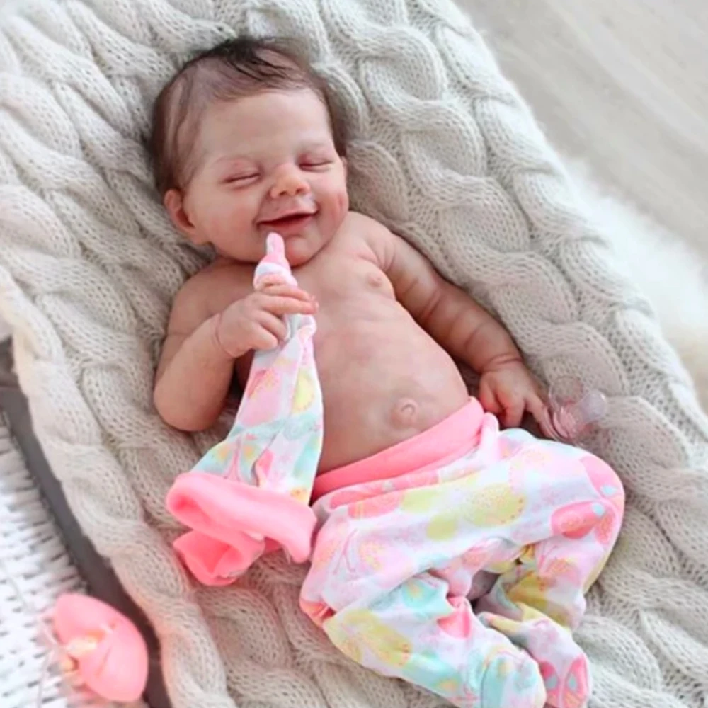 NPK DIY Popular reborn doll kit sleeping April smiley face very soft touch fresh color unpainted unfinished doll parts| | | АлиЭкспресс