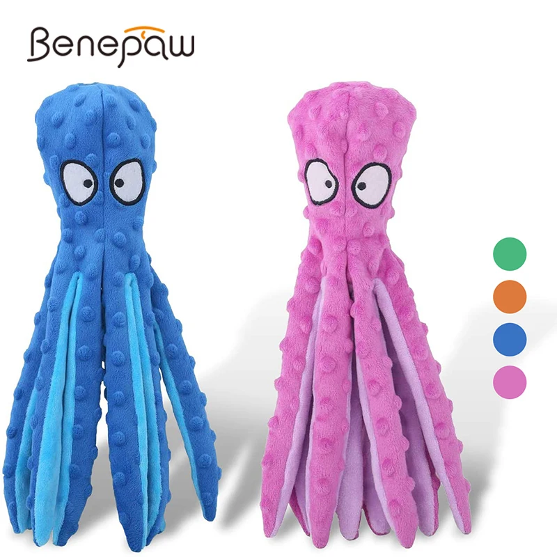 

Benepaw No Stuffing Plush Dog Toys Interactive Durable Safe Octopus Chew Pet Toys For Small Medium Dogs Puppy Teething Training