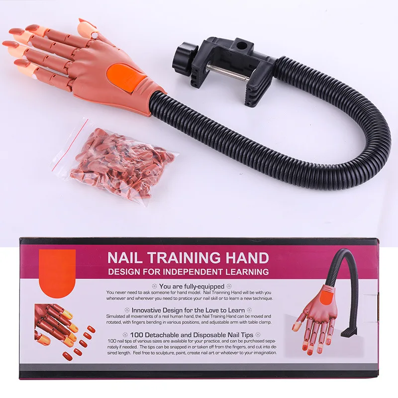 

Professional Practice Hand+ Nail Tips Silica Hands Tool Adjustable Nail Art Model Hands DIY Manicure Tool For Training