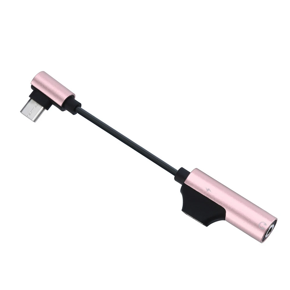 2 в 1 USB C аудио кабель Тип C до 3,5 мм разъем Aux Наушники вызова музыка зарядный адаптер для Xiaomi samsung huawei htc - Color: Rose gold