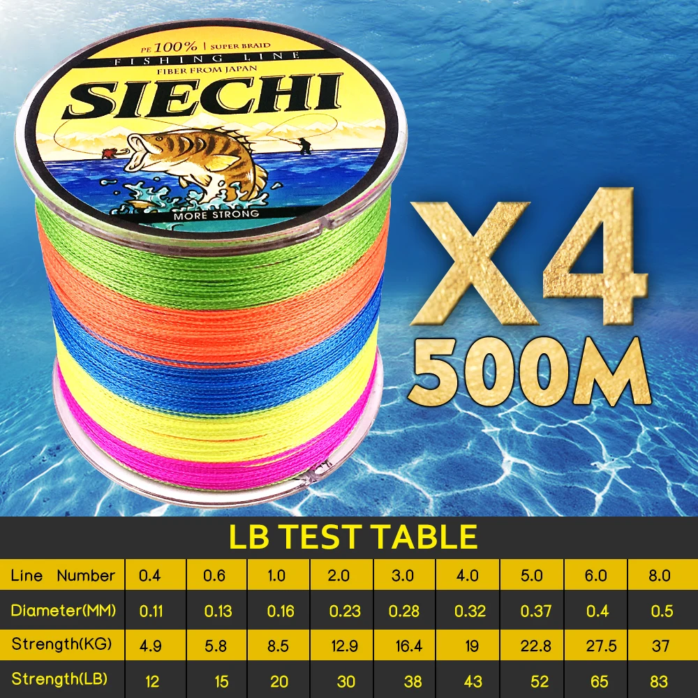 500 м SIECHI бренд Soperpower серия 4 нити супер сильная японская мультифиламентная ПЭ плетеная леска 12-83LB