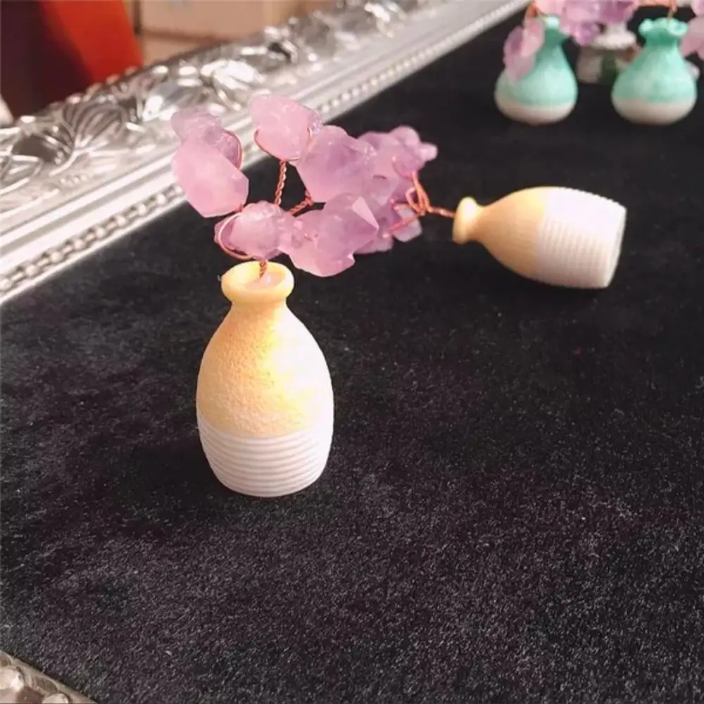 Natural lavender amethyst small decorative vase decorated with crystal gifts home office decoration Natural lavender amethyst small decorative vase decorated with crystal gifts home office decoration