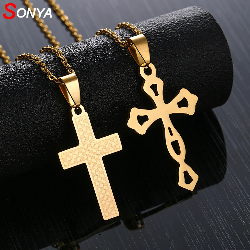 SONYA Stainless Steel Religious Jesus Cross Necklace Men/women Fashion Pendent with Chain Jewelry Gifts | Украшения и аксессуары