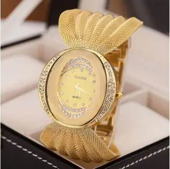 

Watch European Style Lady Female Quartz Wristwatches Gold Rhinestone Watches reloj para mujer damen uhr luxus часы женские