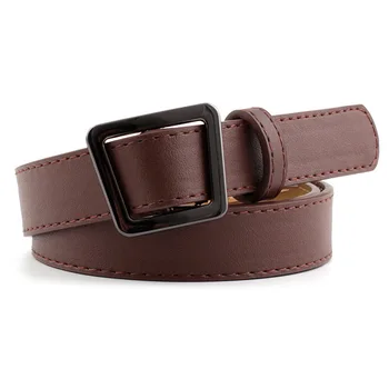 

New Hot Trapezoid Metal Smooth Buckle Wide Waist Belt For Woman Quality Pu Belt For Dress Jeans Female Waistband Belts