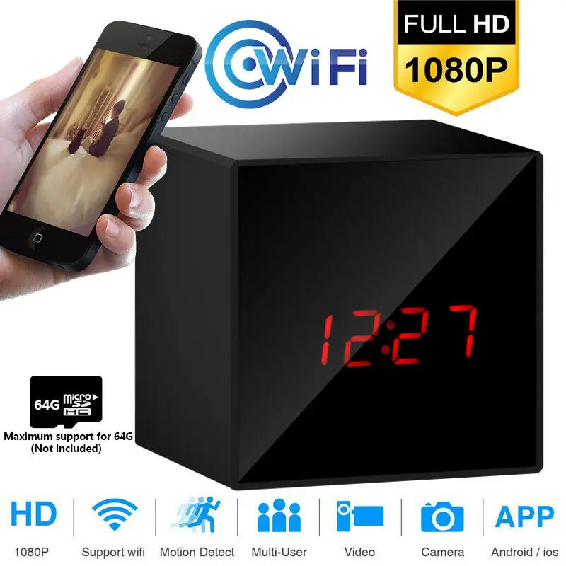

Wifi wireless ip camera Clock Camera mini hd wifi camera Security Night Vision Motion Detection secret camera espia 1080P cam
