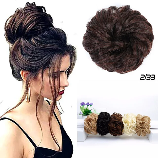 AOOSOO hair band with rubber band synthetic hair donut hair piece hairpin wrapped ponytail - Цвет: 2-33