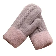 

Fashion Gloves Knit Twist Flowers Mittens Patchwork Mitten Winter Girls Outdoor Gloves Thickening Warm Full Finger Gloves Female