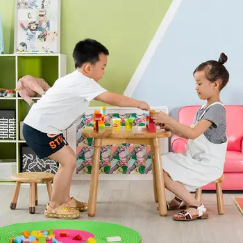 

Children's study table and chair set kindergarten game table primary school home desk baby solid wood writing desk