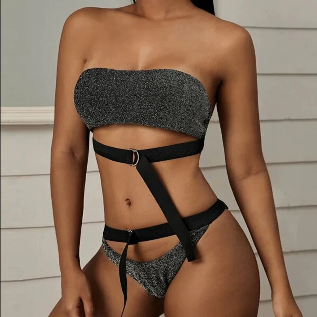 

NIOWORD swimwear women bikini 2020 swimsuit bikinis push up swimming suit for women Sexy Two Piece Sequins Beachwear Swimwear