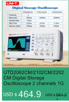 Цифровой Осциллограф 2 канала 1GS/s частота дискретизации Рабочий стол osciloscope UNI-T UTD2062CM/2102 CM/2202 CM 7 дюймов TFT lcd