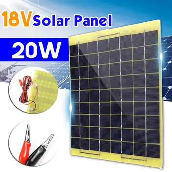 

20W 12V 18V Solar Panel with battery Clip+10/20/30A Solar Car Charger Controller Solar Cells for Outdoor Camping Hiking