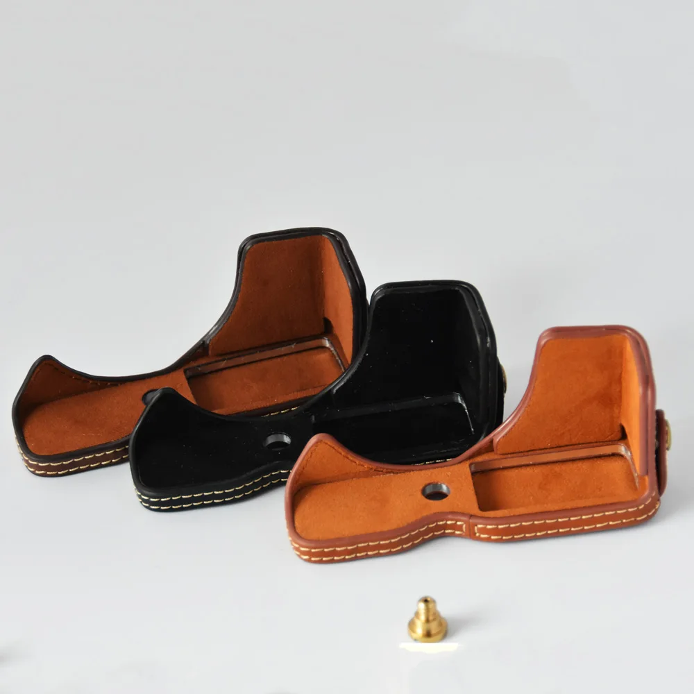 Nuova Borsa Per Fotocamera In Pelle Pu Metà Corpo Per Canon Eos M10 Eos M100 Eos M200 Cover Inferiore