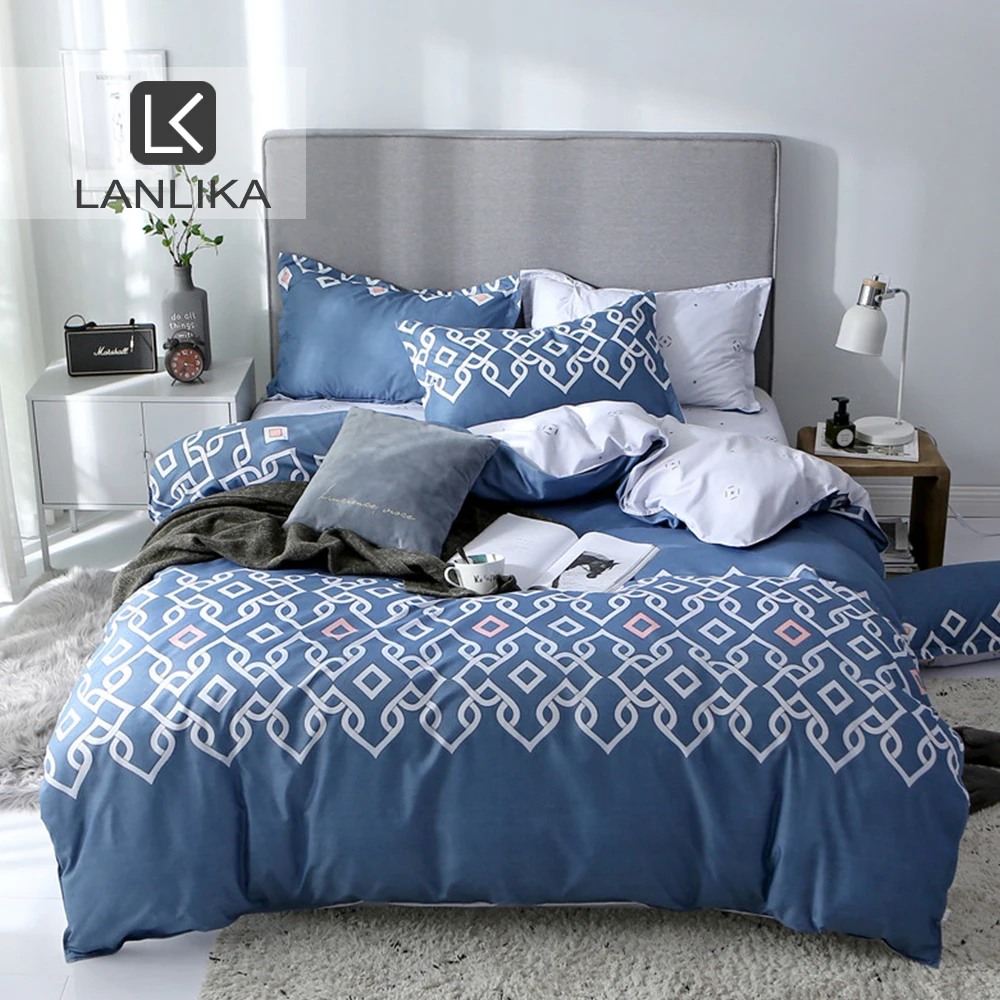 Lanlika Geometry Simple Mans Bedding Set Single Nordic Bedspread Double Queen Adult Bed Sheet Linen Euro Home Textiles | Дом и сад