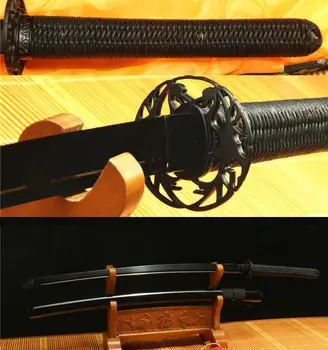 

41'FOLDED STEEL BLACK FULL TANG JAPANESE SAMURAI KATANA SWORD WEAVING HANDLE