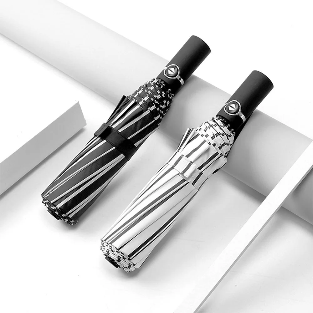 Wind Resistant Folding Automatic Umbrella Men Luxury Large Umbrellas Rain For Women Black Coating Sunscreen Anti-UV Parasol