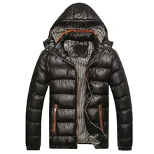 

Hooded Men's Winter Jackets Casual Parkas Men Coats Thick Thermal Shiny Coats Slim Fit Brand Clothing 7XL SA045