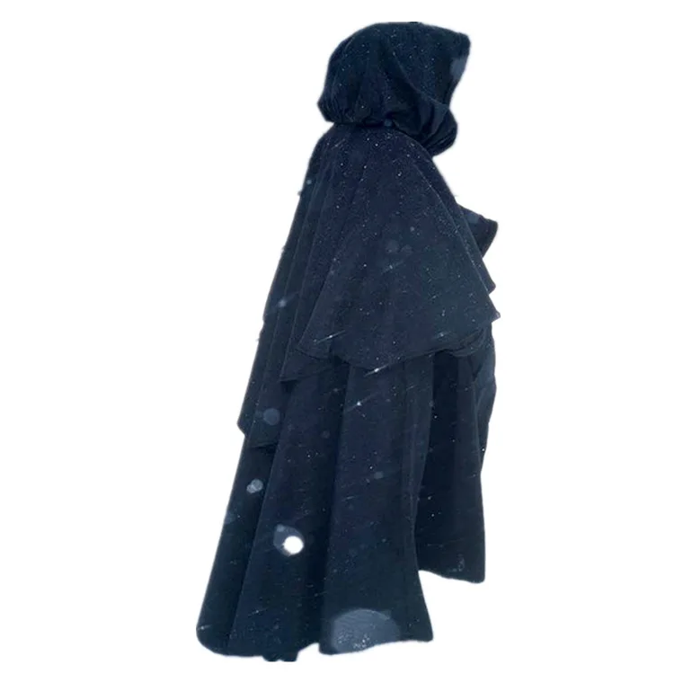 

Medieval Retro Hooded Wizard Cloak Black Renaissance Coat Role Playing Monk Robe