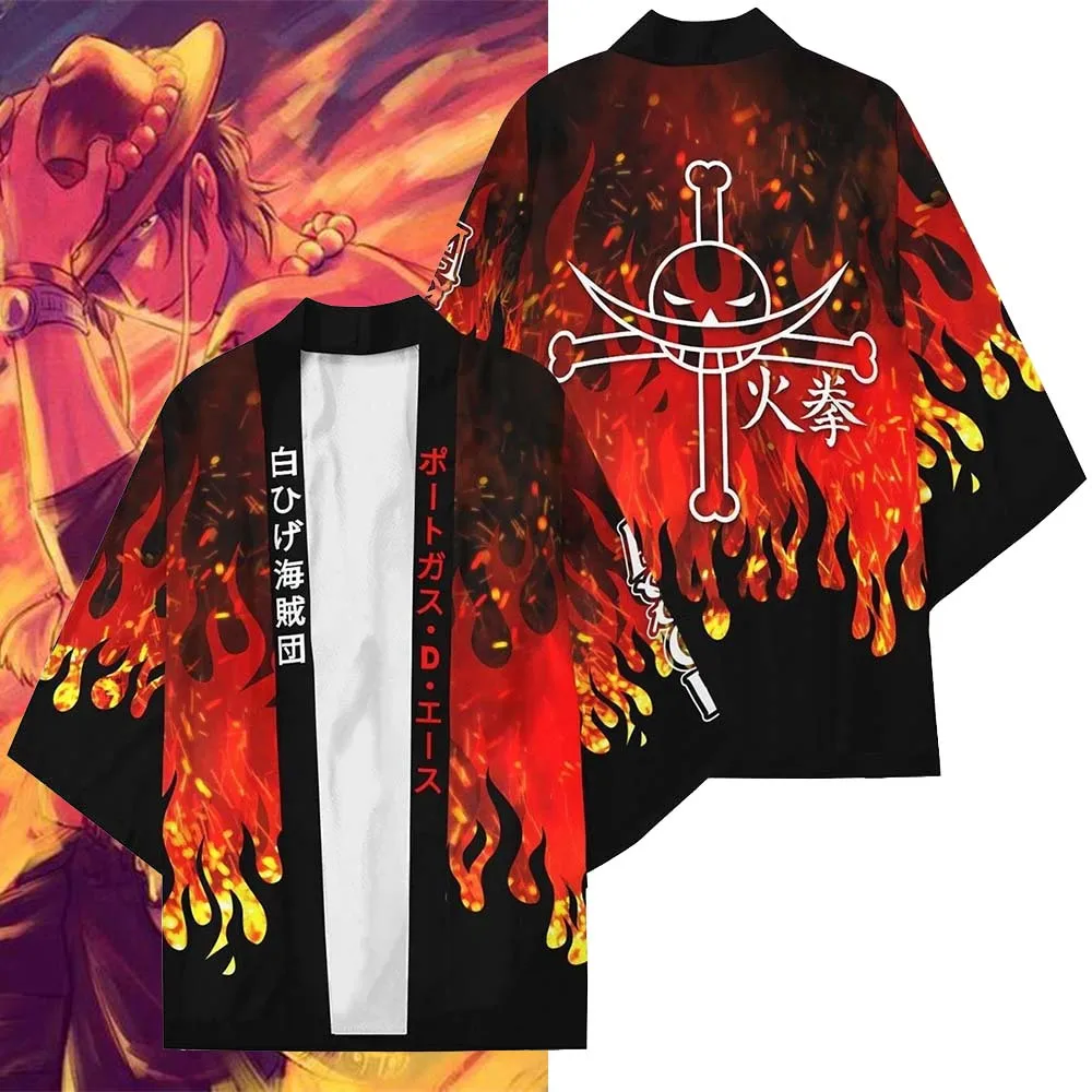 HOT Fashion Anime Cosplay Kimono Portgas D Ace Costume Loose Leisure Women Adult Clothes Student Trendy Coat Cloak Pajamas | Тематическая