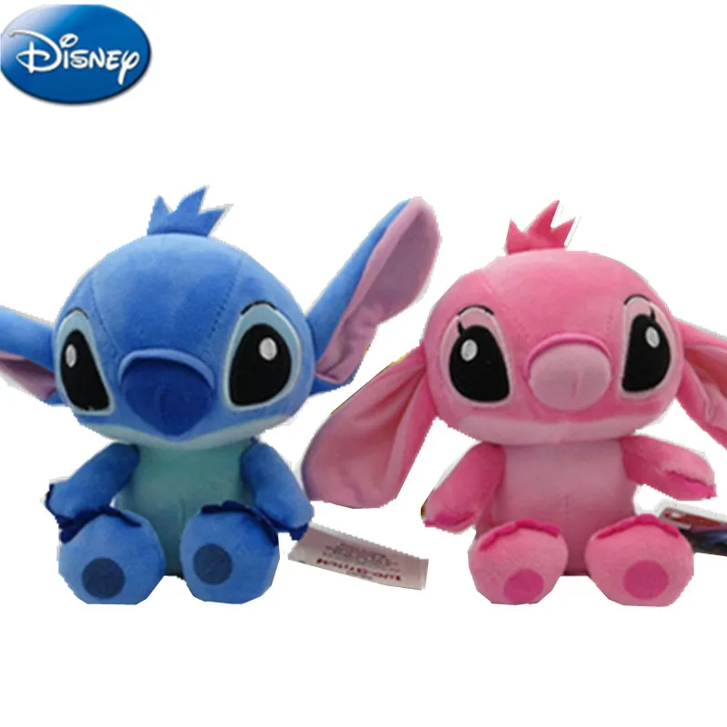 Disney-muñecos de peluche de Lilo & Stitch para niños, pareja modelos de dibujos animados de 20cm, juguetes colgantes para bebés, regalo de cumpleaños Kawaii - Tus Jugueticos