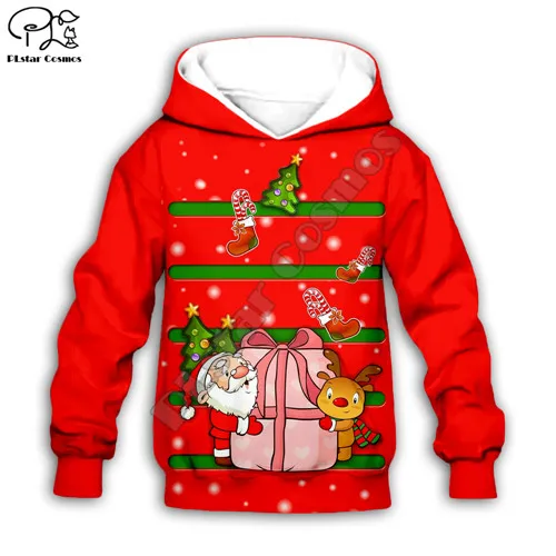 Kids hoodies Детская толстовка на молнии с объемным принтом Санта Клауса и оленя, пуловер, свитер для мальчиков и девочек - Цвет: Kids hoodies