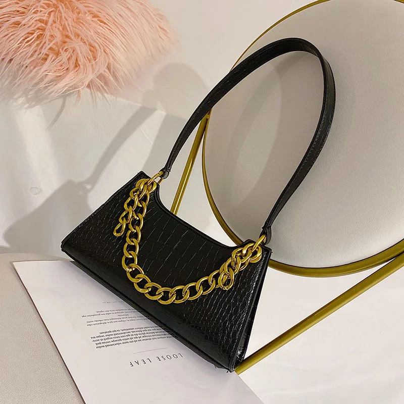 

New Arrival Crocodile Pattern Textured Bag Women's Autumn And Winter New Style Fashion Armpit Bag Korean-style Retro Shoulder Ba