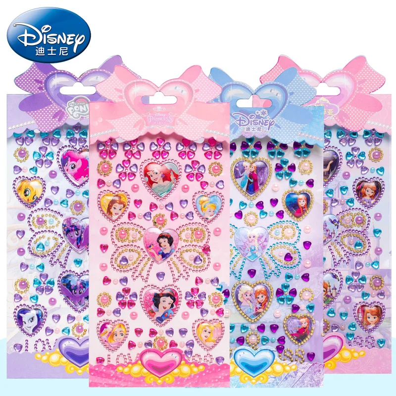 

Genuine Disney Frozen 2 Diamond Stickers Sofia Princess Three-Dimensional Decoration For Baby Girls Play House Toys Crystal Gift
