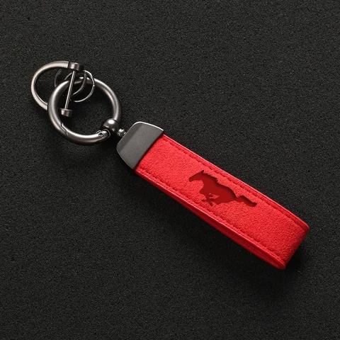 High Quality Suede leather Car keychain Horseshoe Buckle For Ford mustang GT 2020 2019 2018 2017 2016 2005-2009 SHELBY Car