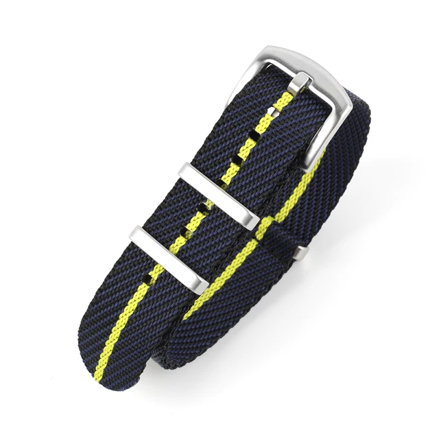 Nylon Nato Strap 20mm 22mm Stripe Watchband Replacement Watch Band Military Wristband Accessories For Tudor Nato Watch Strap navy black yellow 1