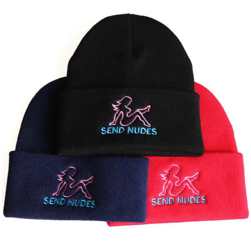 Отправить NUDES Skullise Beanie модная осенне-зимняя вязаная шапка с вышивкой в стиле хип-хоп теплая шапка для улицы Мужская лыжная шапка с черепом