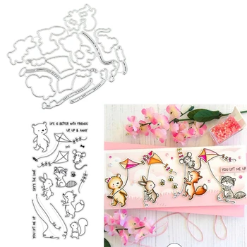 

Flying Kites Metal Cutting Dies and Clear Stamps Stencils for DIY Etched Dies Craft Paper Card Making Scrapbooking Embossing
