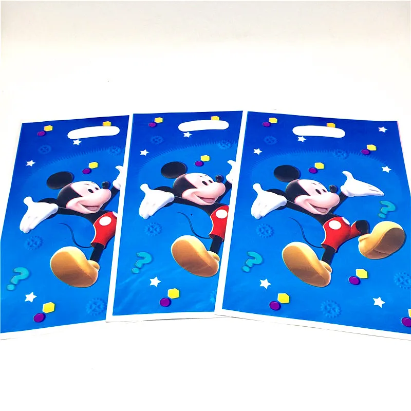10pcs/lot Mickey Mouse Plastic Disposable Gift Bags Birthday Party Decorations Loot Candy Bags Kids Favors Baby Shower Supplies