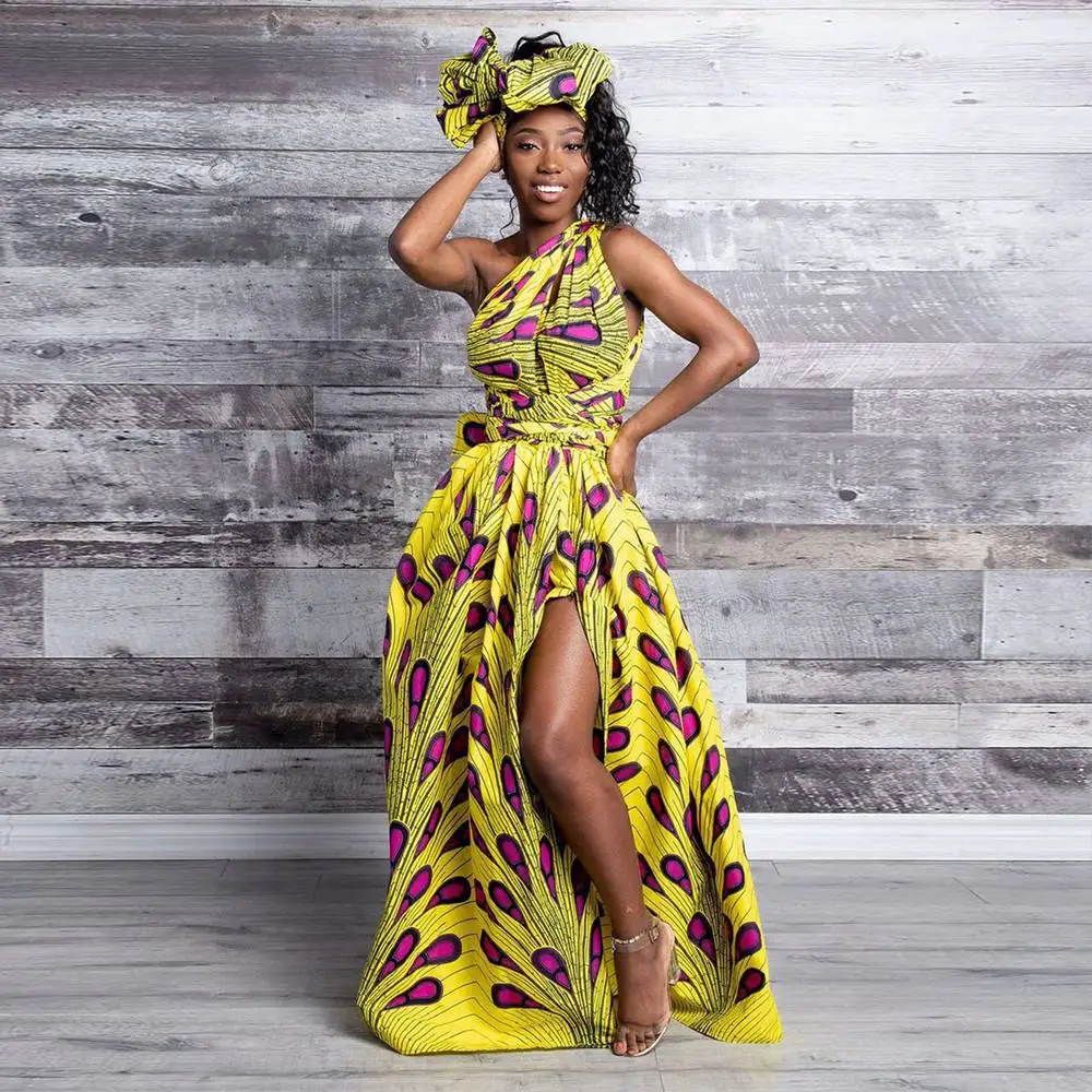 Fadzeco элегантные африканские платья Дашики печати спинки длинное платье Vestidos Вечерние платья Стиль Базен Riche несколько способов носить