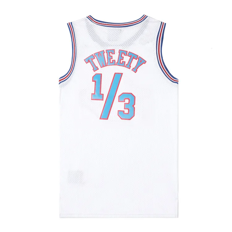 Classic Movie Space Jam Tune Squad BUGS 1 Embroidery Basketball Jersey  Black White