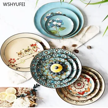 

1pcs ceramic ramen bowl fruit pastry snack dish western food steak tray gift hotel party buffet tableware kitchen supplies
