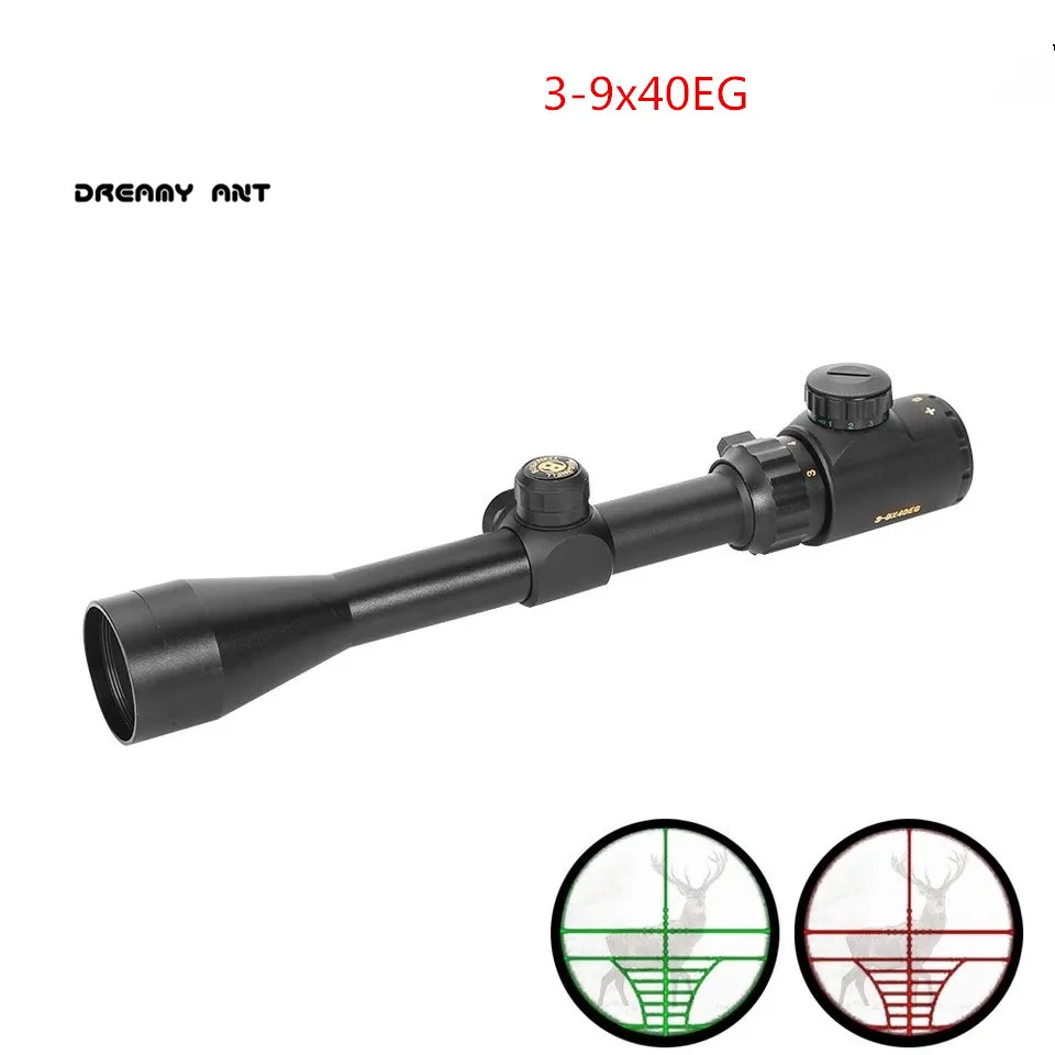 

DREAMY 3-9x40EG Optic Scope Red Green Illuminated Optical Rifle Scope Outdoor Reticle Sight Hunting Scopes Tactical Riflescope