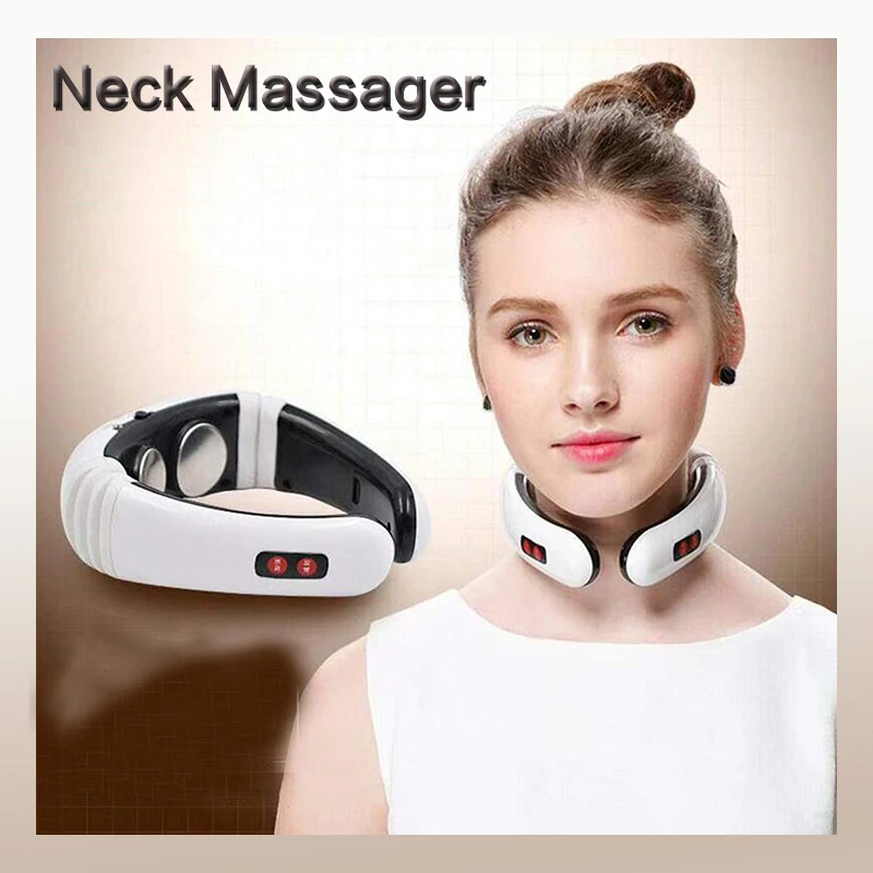 Electric Pulse Back and Neck Massager Acupuncture Therapy Far Infrared Heating Pain Relief Health Care Relax Cervical Instrument